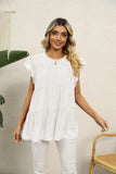 Swiss Dot Round Neck Tiered Blouse - Trendsi - Flyclothing LLC
