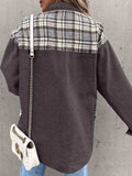 Plaid Button Up Dropped Shoulder Jacket - Trendsi - Flyclothing LLC
