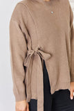 Slit Tied Dropped Shoulder Sweater - Trendsi