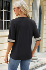 V-Neck Half Sleeve T-Shirt - Trendsi - Flyclothing LLC