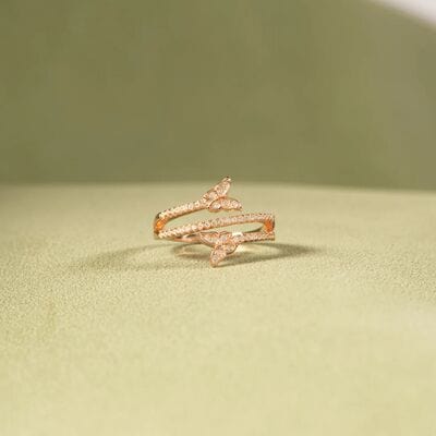 925 Sterling Silver Inlaid Zircon Butterfly Ring - Trendsi