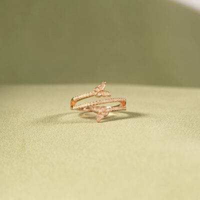 925 Sterling Silver Inlaid Zircon Butterfly Ring - Trendsi - Flyclothing LLC