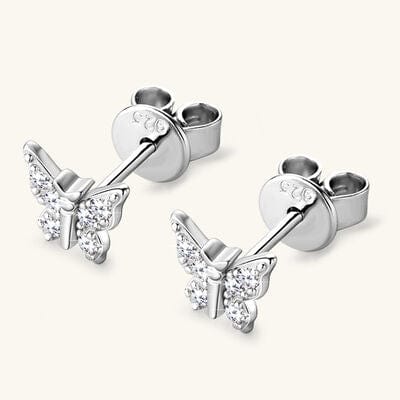 Moissanite 925 Sterling Silver Butterfly Stud Earrings - Trendsi