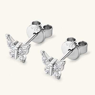 Moissanite 925 Sterling Silver Butterfly Stud Earrings - Trendsi - Flyclothing LLC