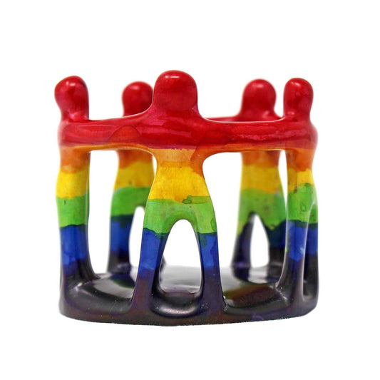 Rainbow Circle of Friends Painted Sculpture, 3 to 3.5-inch - SMOLArt