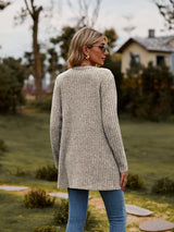 Ribbed Button-UP Caradigan with Pockets - Trendsi - Flyclothing LLC
