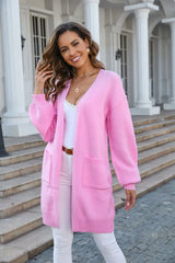 Open Front Dropped Shoulder Cardigan with Pocket - Trendsi - Flyclothing LLC
