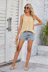 Openwork Round Neck Wide Strap Tank - Trendsi - Flyclothing LLC
