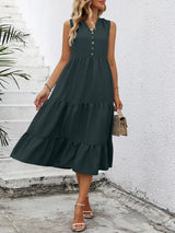 V-Neck Sleeveless Tiered Dress - Trendsi - Flyclothing LLC
