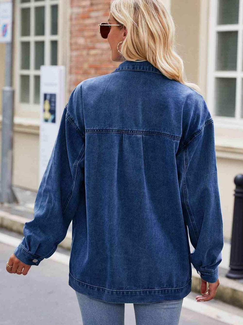 Button Up Denim Jacket with Pockets - Trendsi - Flyclothing LLC