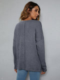 Dropped Shoulder High-Low Waffle-Knit Top - Trendsi