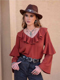 Statement Collar Long Sleeve Blouse - Trendsi