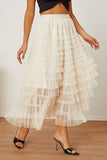 Ruched High Waist Tiered Skirt - Trendsi