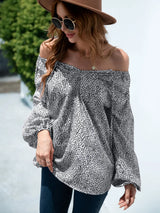 Printed Tie-Neck Balloon Sleeve Blouse - Trendsi - Flyclothing LLC