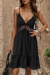 Swiss Dot Ruffle Hem Cami Dress - Trendsi - Flyclothing LLC