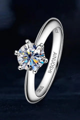 Wonderful Life 1 Carat Moissanite Platinum-Plated Ring - Trendsi - Flyclothing LLC