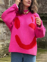 Contrast Drop Shoulder Long Sleeve Sweater - Trendsi