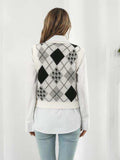 V-Neck Plaid Sweater Vest - Trendsi - Flyclothing LLC