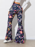 Floral High Waist Flare Leg Pants - Trendsi