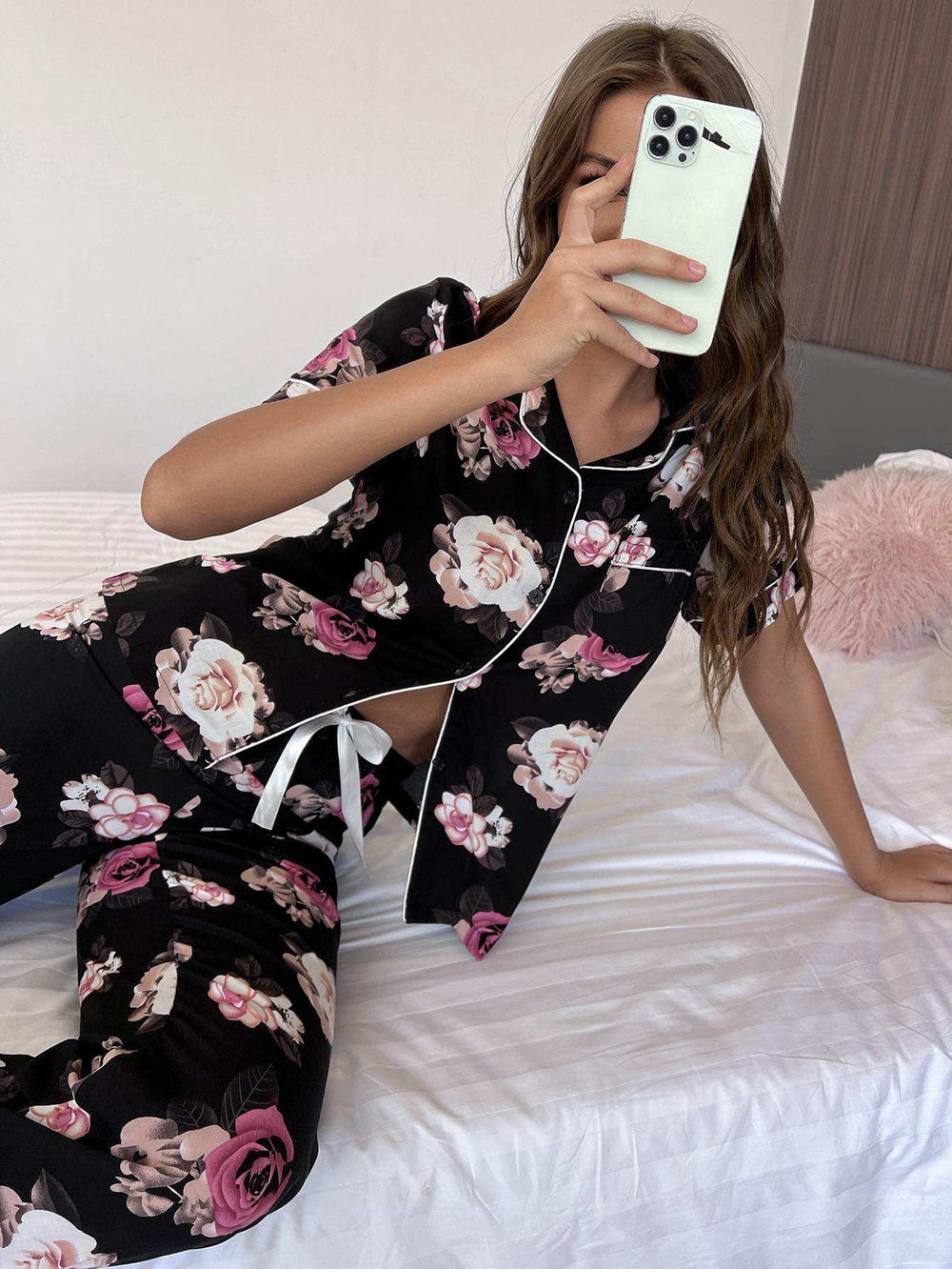 Floral Short Sleeve Shirt and Pants Lounge Set - Trendsi - Flyclothing LLC
