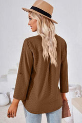 Notched Roll-Tab Sleeve T-Shirt - Trendsi - Flyclothing LLC