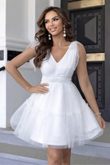 V-Neck Shoulder Detail Mesh Dress - Trendsi - Flyclothing LLC
