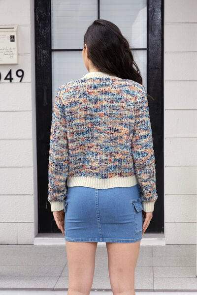 Heathered Button Up Long Sleeve Cardigan - Trendsi - Flyclothing LLC