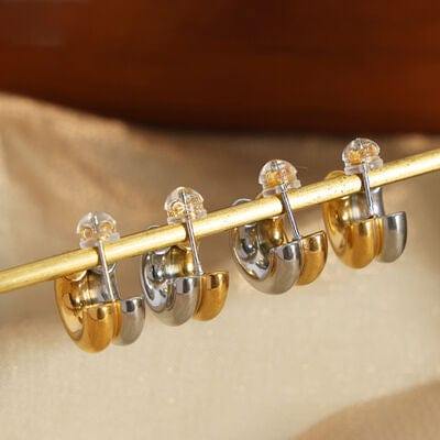 18K Gold-Plated C-Hoop Earrings - Trendsi