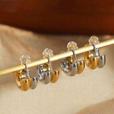 18K Gold-Plated C-Hoop Earrings - Trendsi - Flyclothing LLC