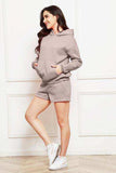 Drop Shoulder Long Sleeve Hoodie and Shorts Set - Trendsi - Flyclothing LLC