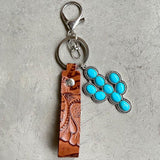 Turquoise Genuine Leather Key Chain - Flyclothing LLC