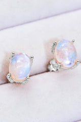 Natural Moonstone 4-Prong Stud Earrings - Trendsi