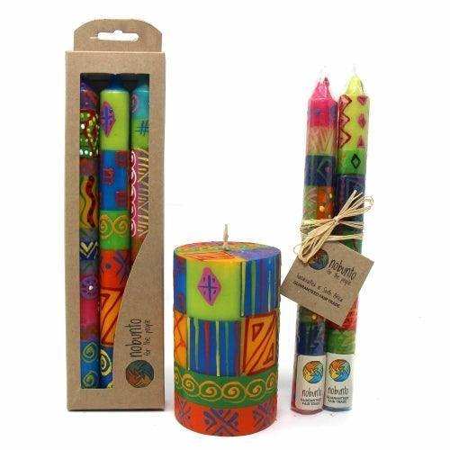 Tall Hand Painted Candles - Three in Box - Shahida Design - Nobunto - Flyclothing LLC
