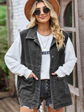 Button Front Sleeveless Denim Jacket - Trendsi