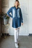 Veveret Pocketed Button Up Washed Denim Shirt - Trendsi - Flyclothing LLC