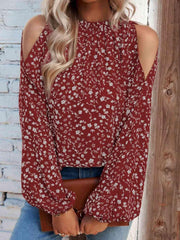 Floral Cold-Shoulder Blouse - Trendsi