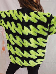 Ribbed Striped Dropped Shoulder Sweater - Trendsi