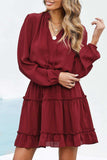 Tied Frill Trim Puff Sleeve Mini Dress - Trendsi - Flyclothing LLC