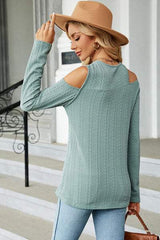 Round Neck Cold Shoulder T-Shirt - Trendsi - Flyclothing LLC