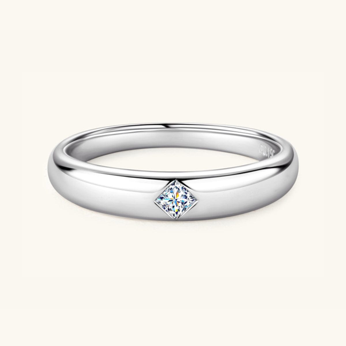 925 Sterling Silver Inlaid Moissanite Ring - Trendsi