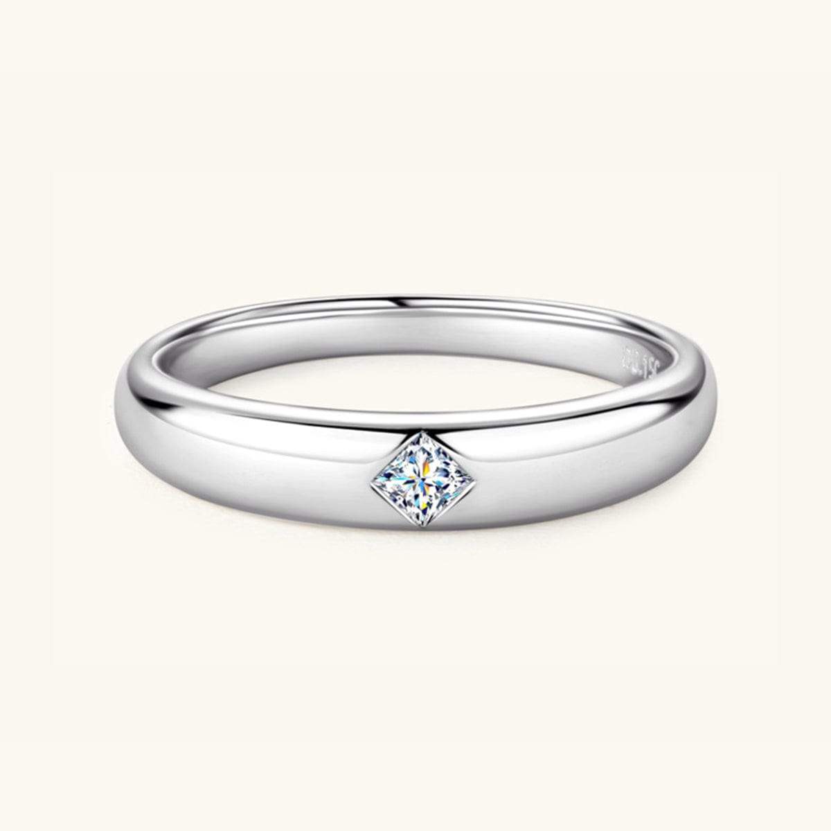 925 Sterling Silver Inlaid Moissanite Ring - Trendsi - Flyclothing LLC