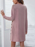 Round Neck Long Sleeve Mini Dress - Trendsi - Flyclothing LLC