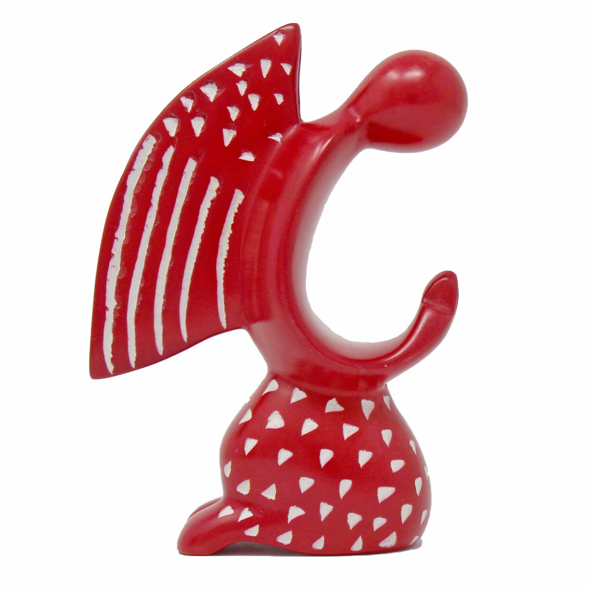 Praying Angel Soapstone Sculpture - Red Finish - Flyclothing LLC