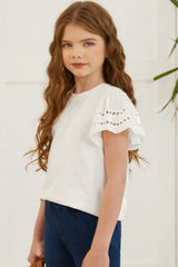 Round Neck Flutter Sleeve T-Shirt - Trendsi - Flyclothing LLC