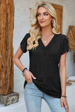 V-Neck Petal Sleeve T-Shirt - Trendsi - Flyclothing LLC