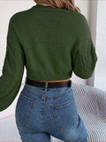 Cable-Knit Round Neck Cropped Sweater - Trendsi - Flyclothing LLC