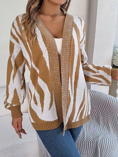 Open Front Animal Print Cardigan - Trendsi