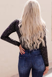 Rhinestone Round Neck Long Sleeve Bodysuit - Trendsi