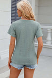 Eyelet Surplice Short Sleeve T-Shirt - Trendsi - Flyclothing LLC