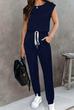 Drawstring Round Neck Sleeveless Jumpsuit - Trendsi - Flyclothing LLC